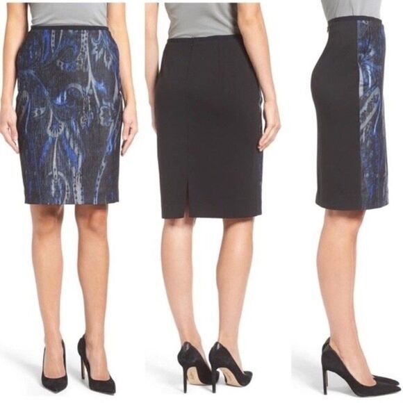 T TAHARI SLOANNE PENCIL‎ SKIRT 4 CAREER WEAR OFFICE ABSTRACT ARTSY - Picture 1 of 10